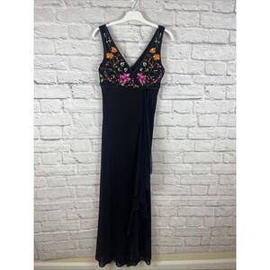 Dusk Y2K Whimsigoth Fairycore Boho Embroidered Floral Formal Maxi Dress Size 4